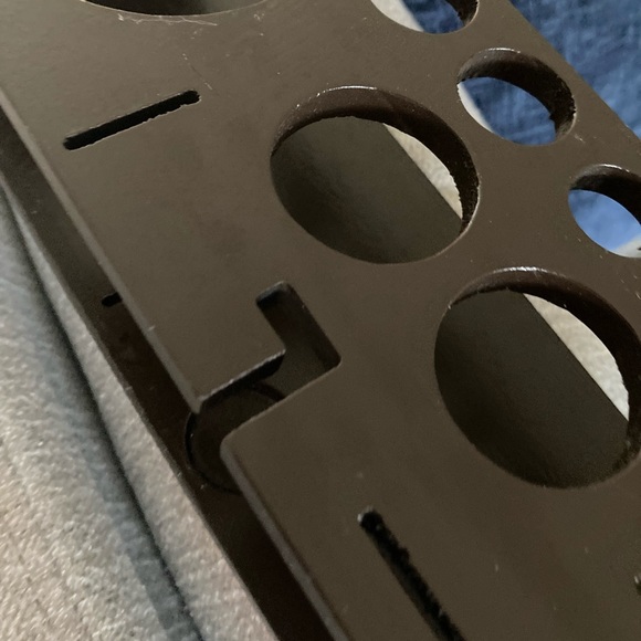 5/$25 Oval brown lacquered wood vanity and electronic organizer. - Picture 5 of 6